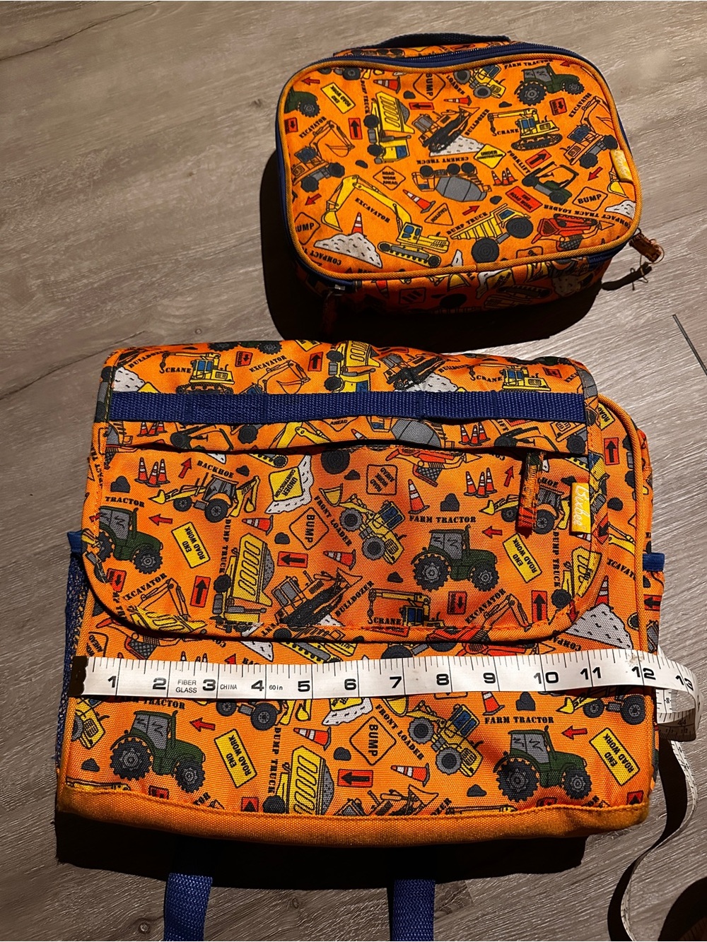 Bixbee Orange Construction Trucks Backpack and Lunchbox Set
